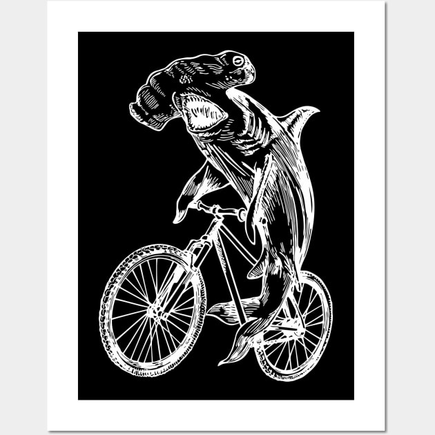 SEEMBO Hammerhead Shark Cycling Bicycle Biking Cyclist Bike Wall Art by SEEMBO